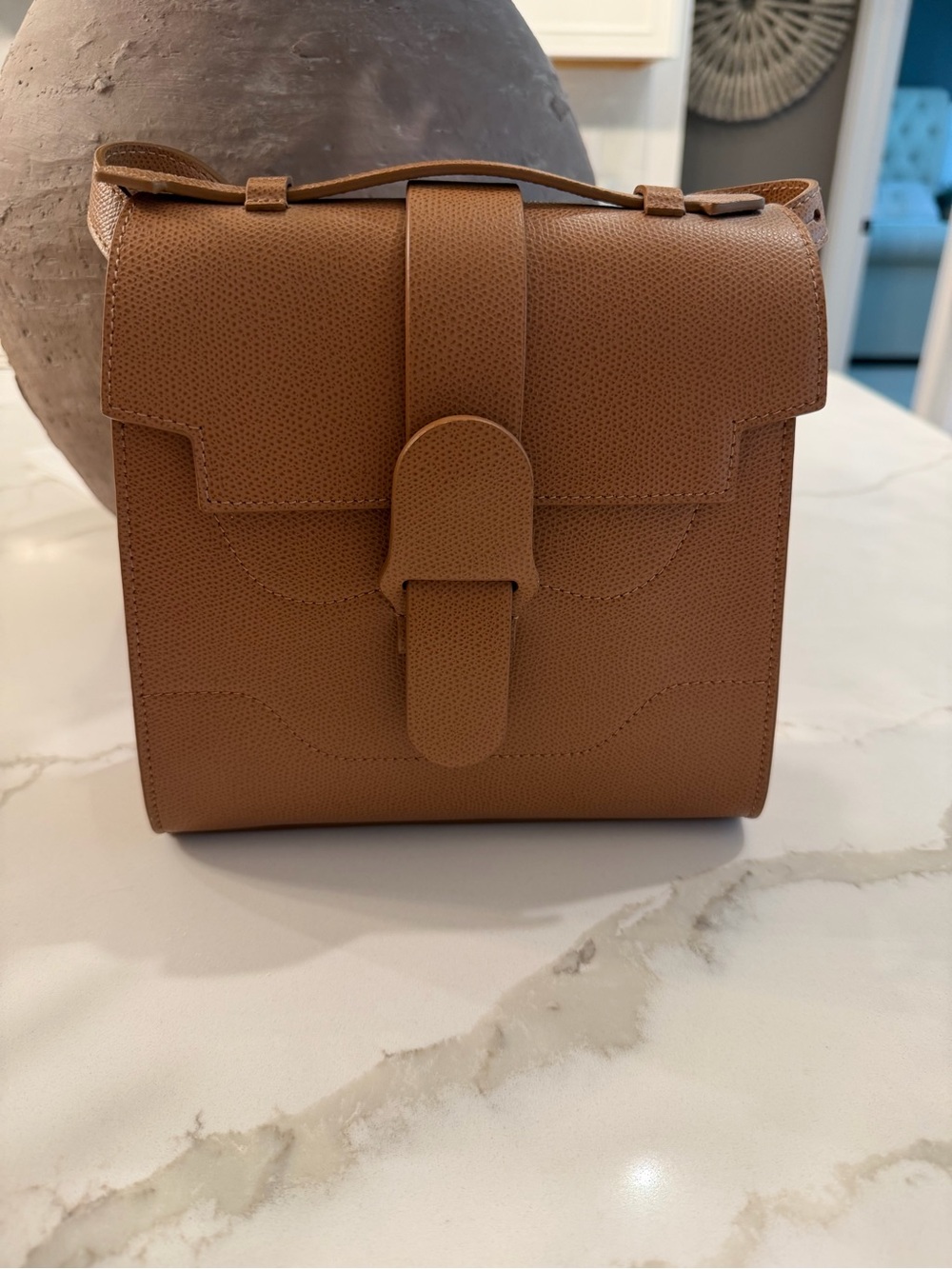 Senreve Tan Pebbled Leather Mini Crossbody